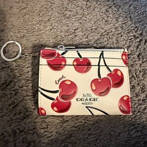 Coach Cream and Red Cherry Card Holder